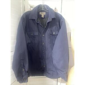 Duluth Trading Gray Denim Fleece Lined Barn Jacket Pockets Snaps Medium